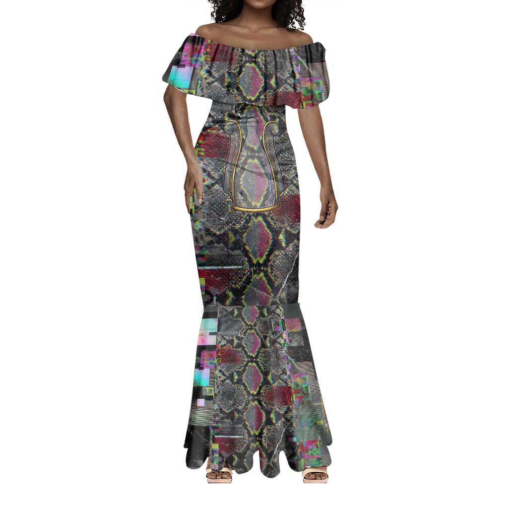 Geb Ancient Egyptian Mermaid Dress with Serpent Throne and Snake Skin Texture Egyptian Earth God Tribute - Wonder Print Shop