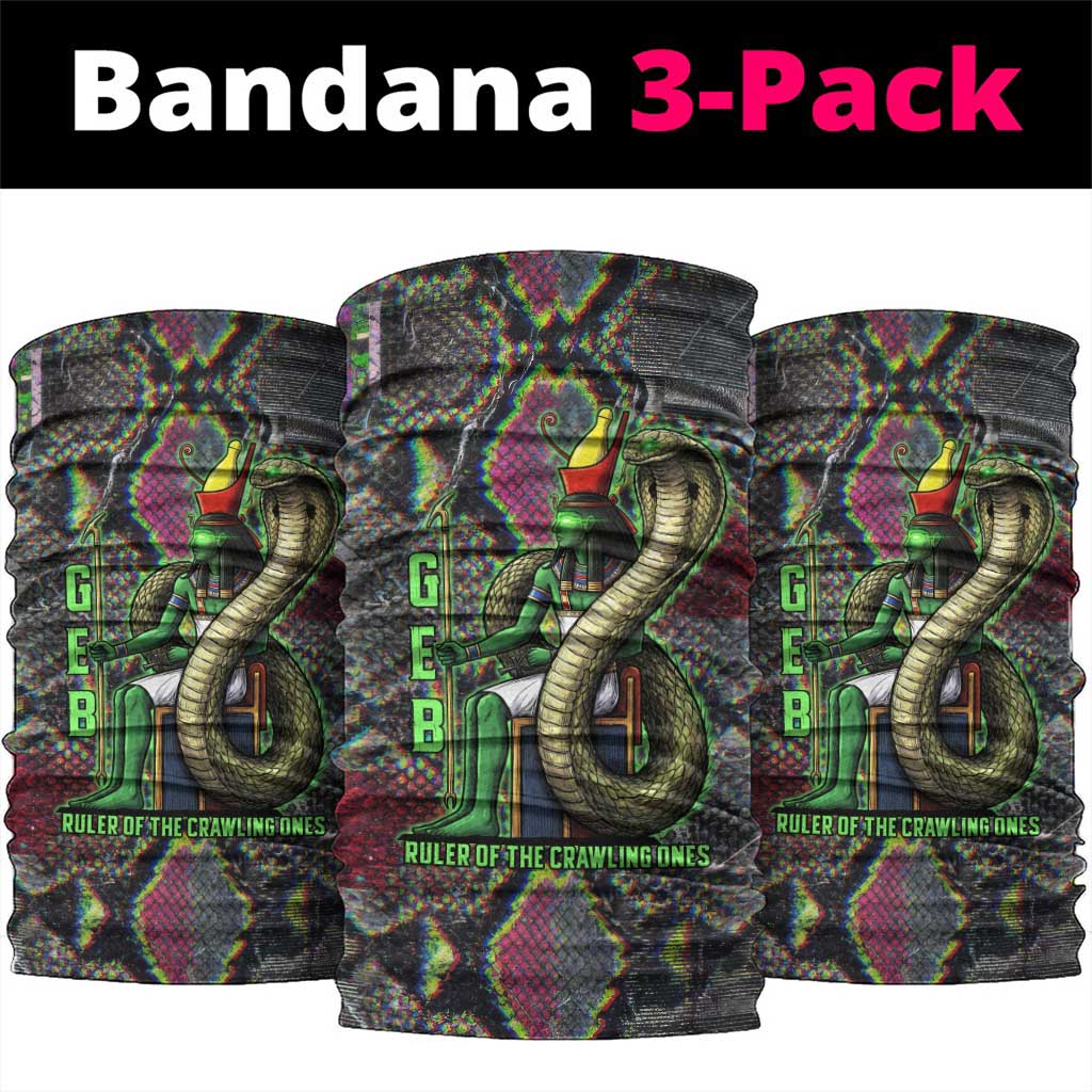 Geb Ancient Egyptian Neck Gaiter with Serpent Throne and Snake Skin Texture Egyptian Earth God Tribute - Wonder Print Shop