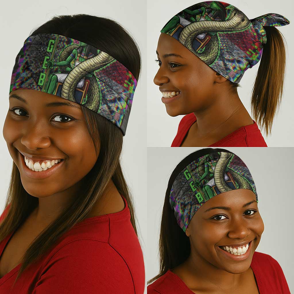 Geb Ancient Egyptian Neck Gaiter with Serpent Throne and Snake Skin Texture Egyptian Earth God Tribute - Wonder Print Shop