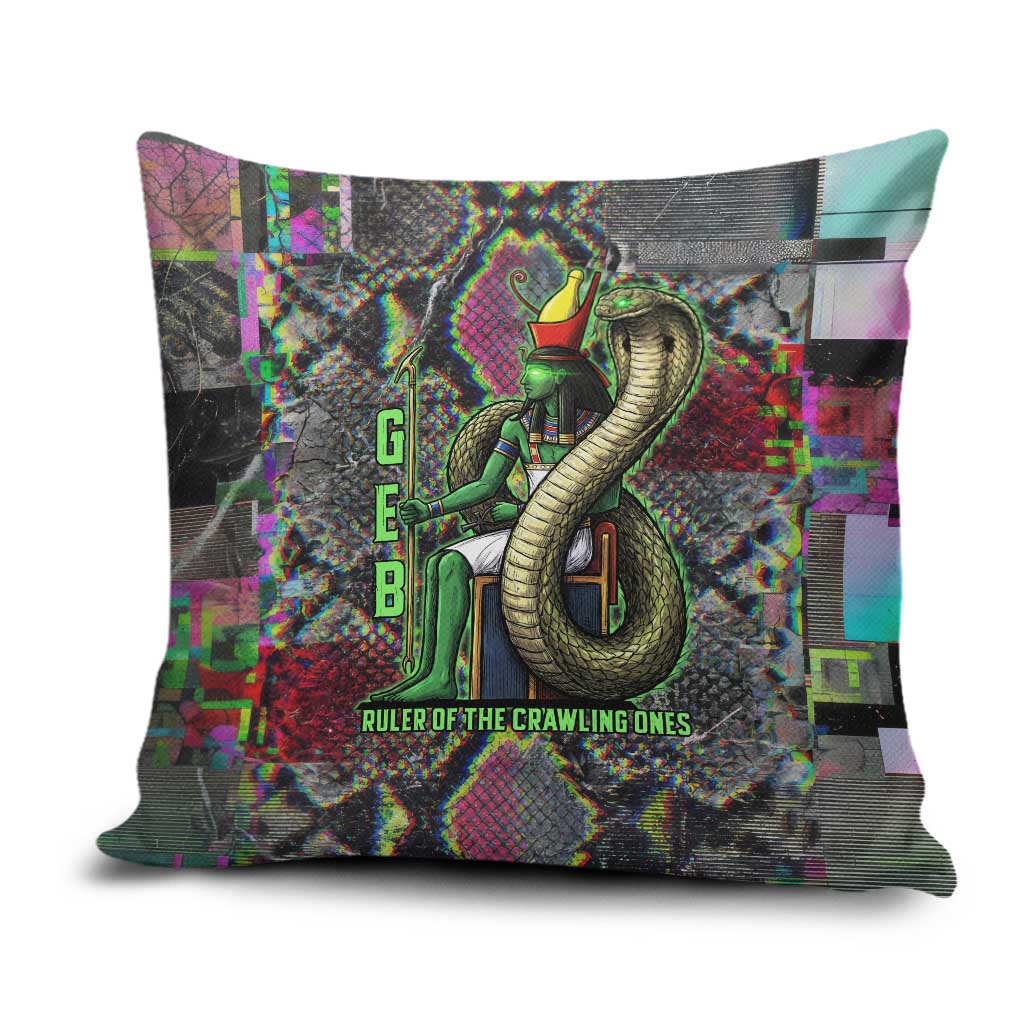 Geb Ancient Egyptian Pillow Cover with Serpent Throne and Snake Skin Texture Egyptian Earth God Tribute - Wonder Print Shop
