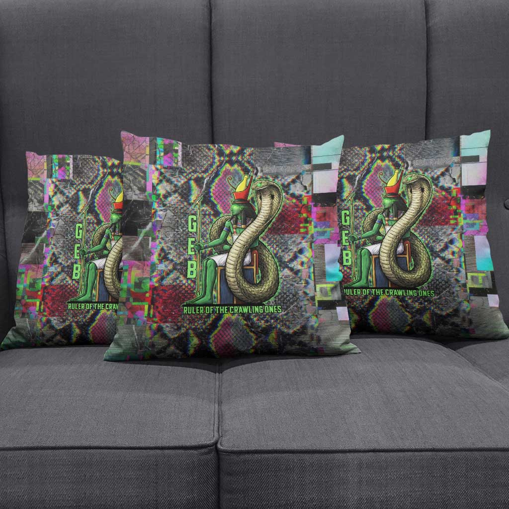 Geb Ancient Egyptian Pillow Cover with Serpent Throne and Snake Skin Texture Egyptian Earth God Tribute - Wonder Print Shop