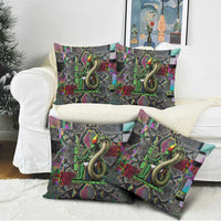 Geb Ancient Egyptian Pillow Cover with Serpent Throne and Snake Skin Texture Egyptian Earth God Tribute - Wonder Print Shop