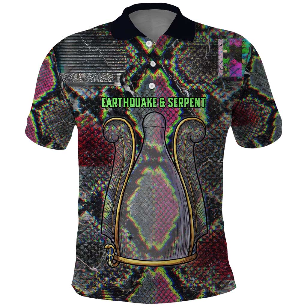 Geb Ancient Egyptian Polo Shirt with Serpent Throne and Snake Skin Texture Egyptian Earth God Tribute - Wonder Print Shop
