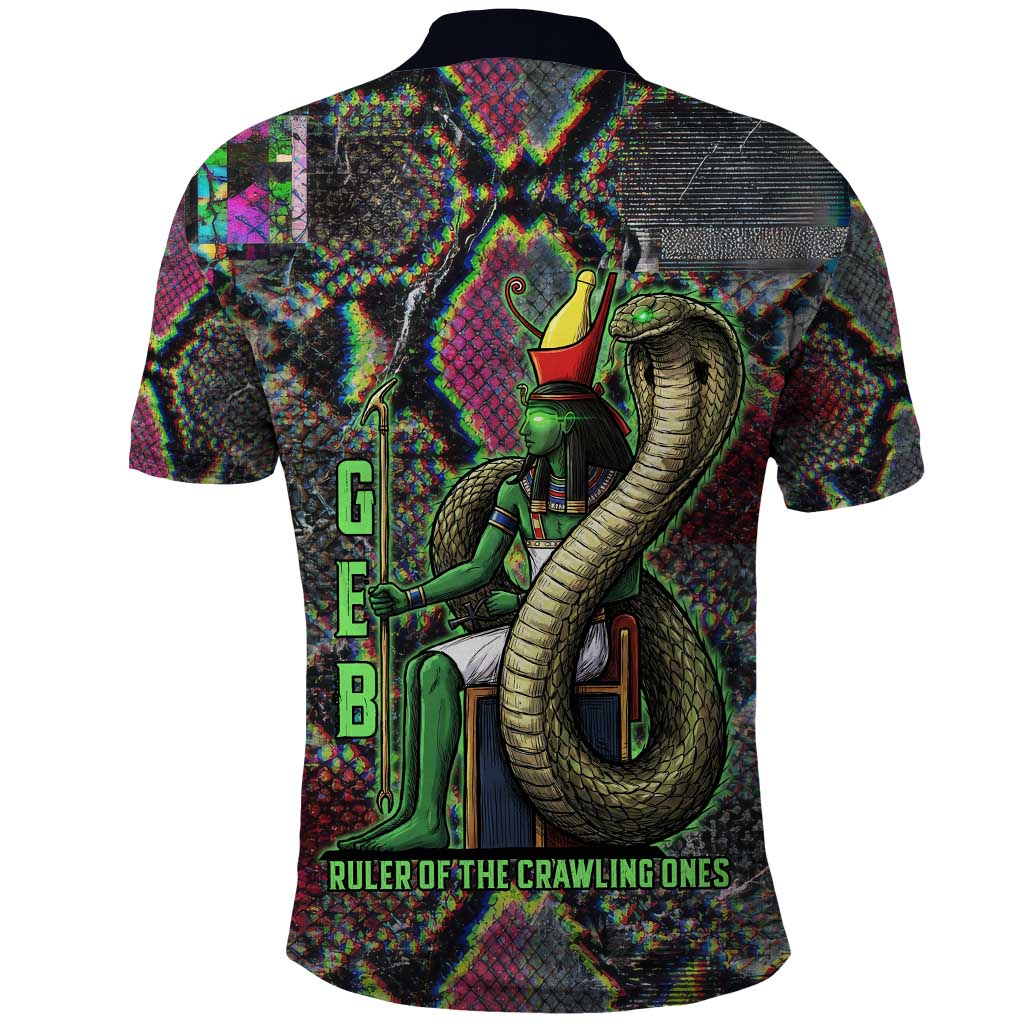 Geb Ancient Egyptian Polo Shirt with Serpent Throne and Snake Skin Texture Egyptian Earth God Tribute - Wonder Print Shop