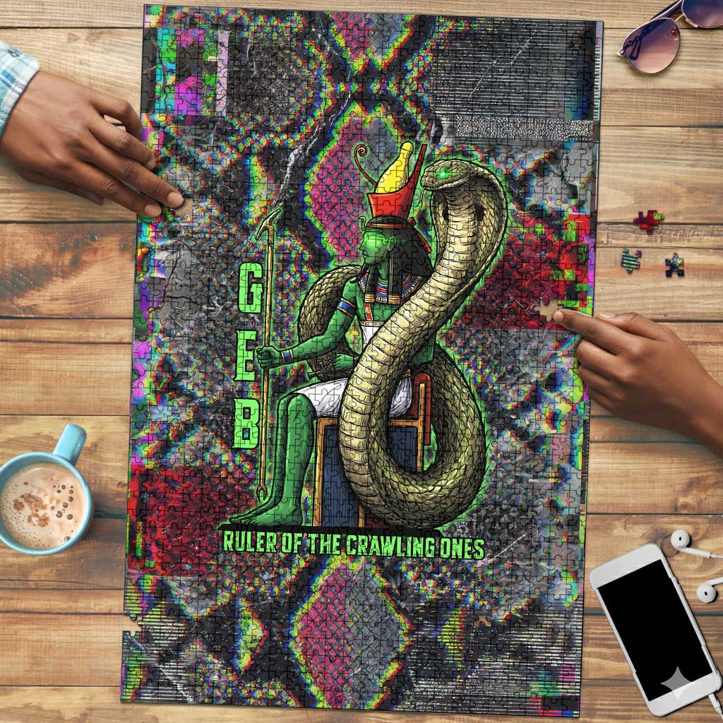 Geb Ancient Egyptian Puzzle with Serpent Throne and Snake Skin Texture Egyptian Earth God Tribute - Wonder Print Shop