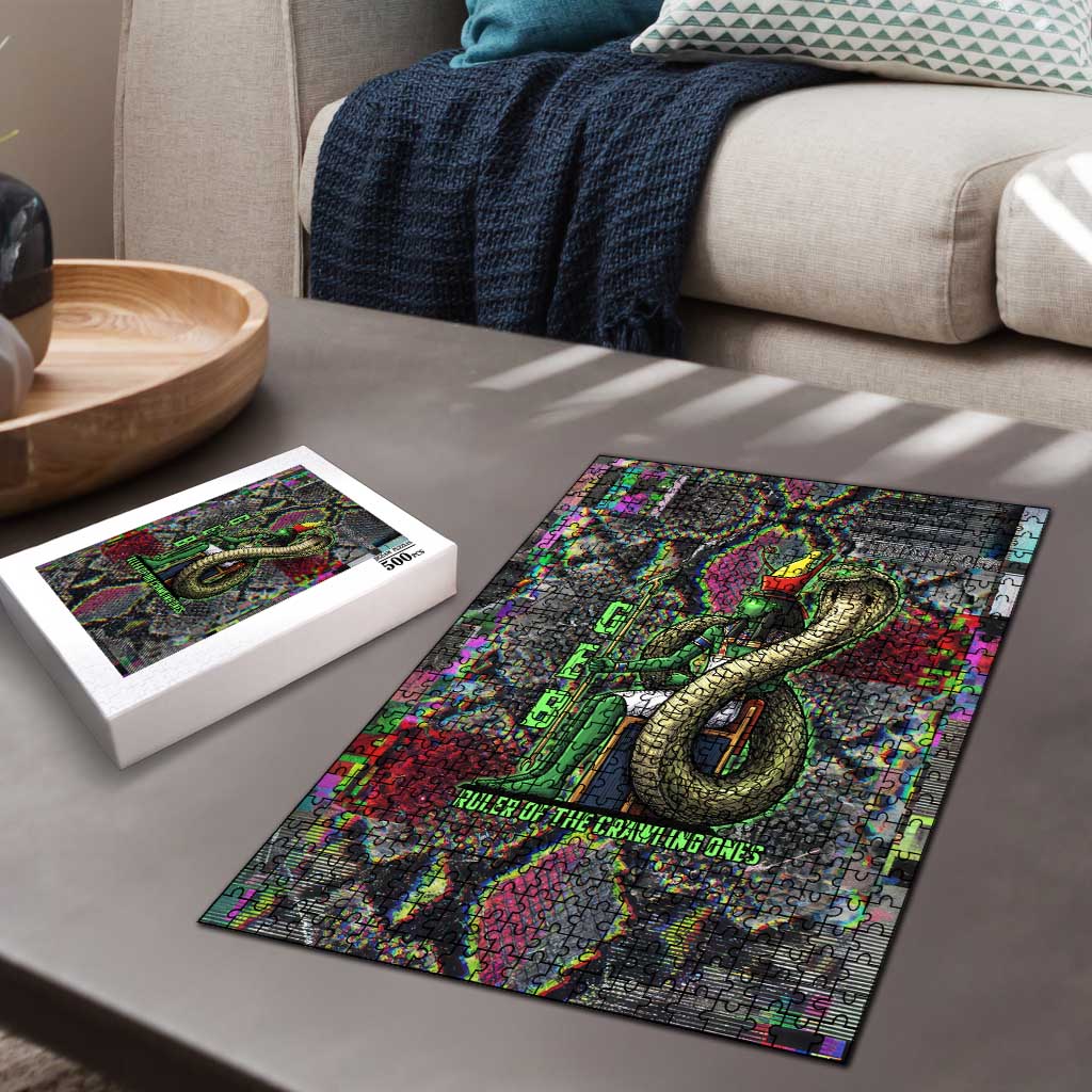 Geb Ancient Egyptian Puzzle with Serpent Throne and Snake Skin Texture Egyptian Earth God Tribute - Wonder Print Shop