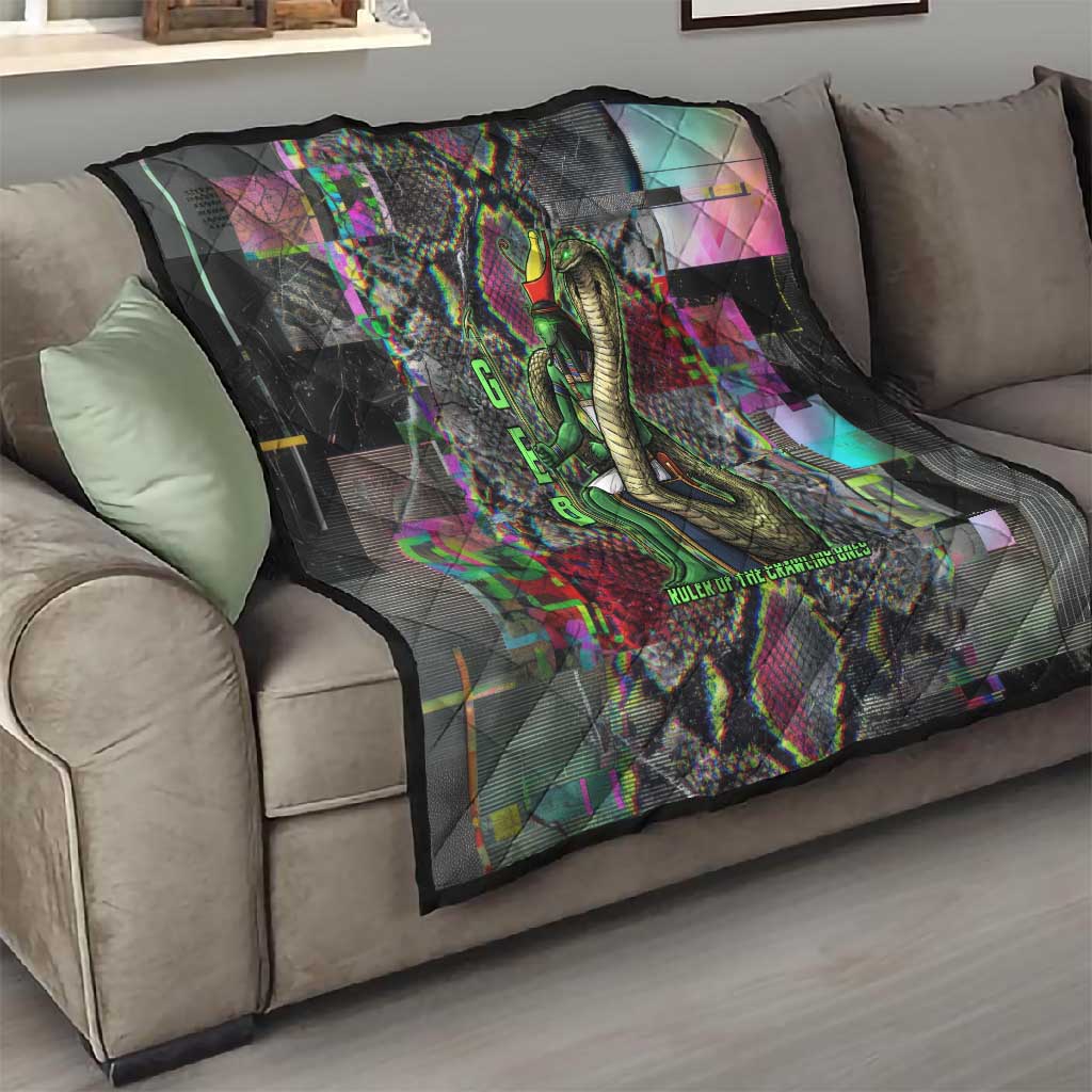Geb Ancient Egyptian Quilt with Serpent Throne and Snake Skin Texture Egyptian Earth God Tribute - Wonder Print Shop