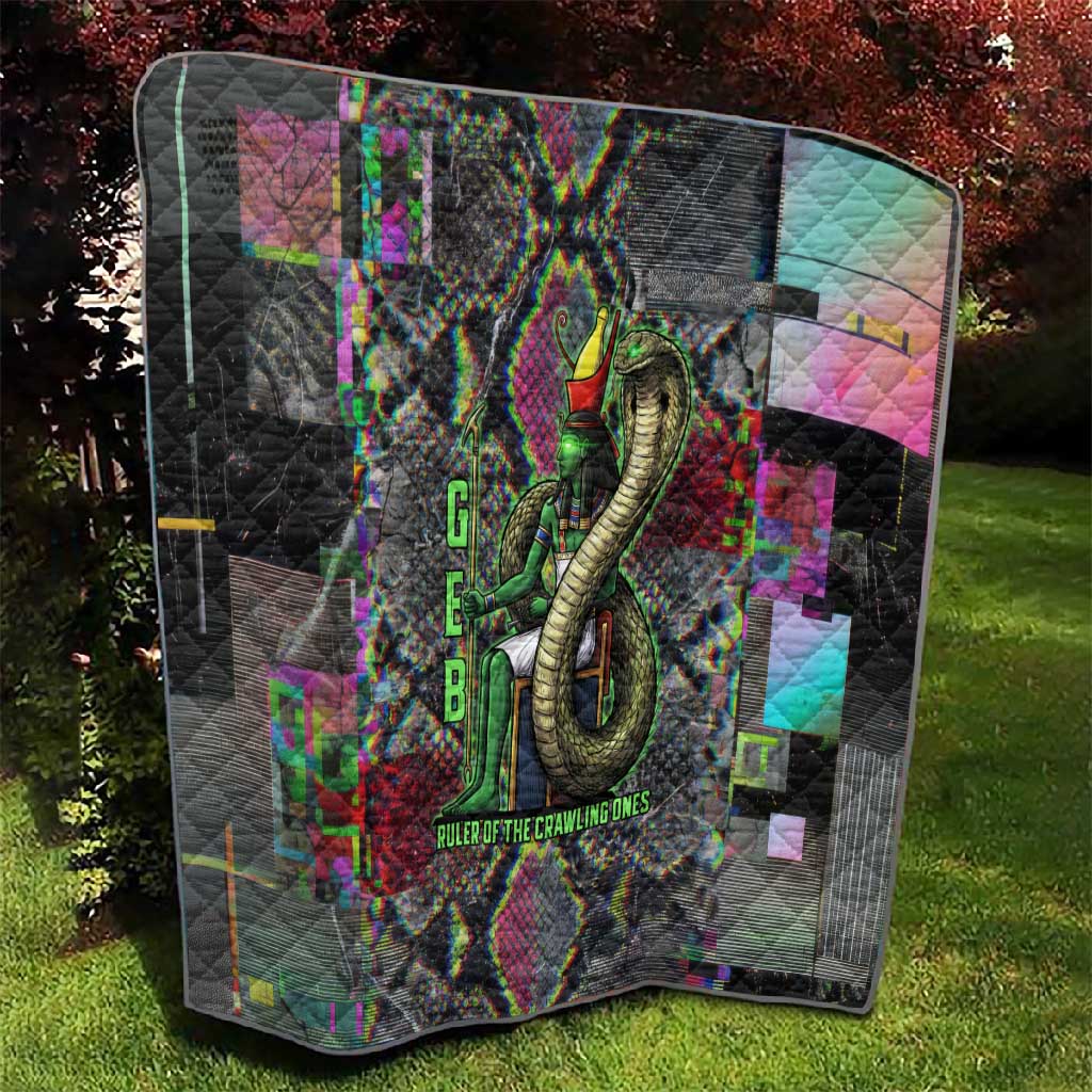 Geb Ancient Egyptian Quilt with Serpent Throne and Snake Skin Texture Egyptian Earth God Tribute - Wonder Print Shop