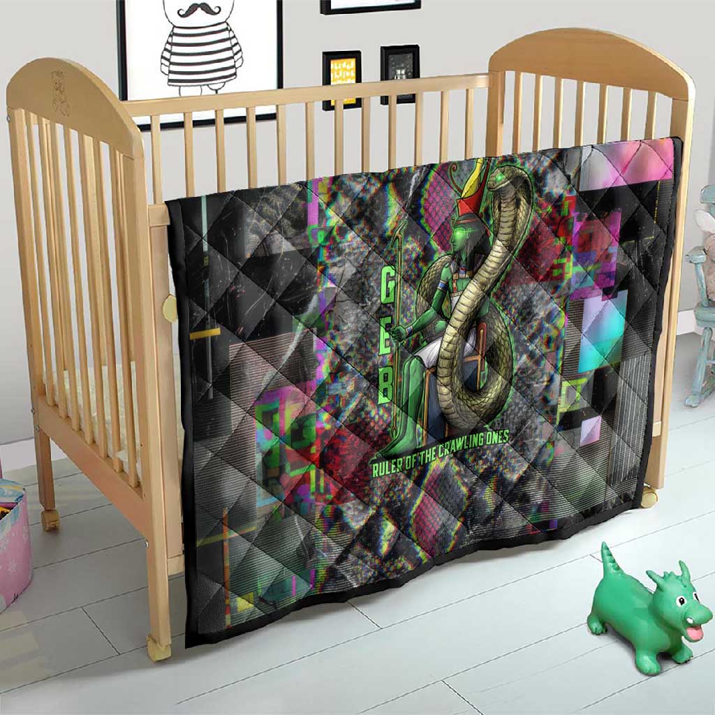 Geb Ancient Egyptian Quilt with Serpent Throne and Snake Skin Texture Egyptian Earth God Tribute - Wonder Print Shop