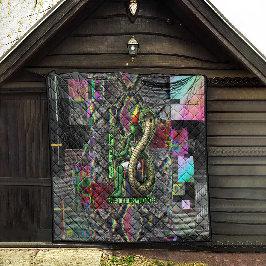Geb Ancient Egyptian Quilt with Serpent Throne and Snake Skin Texture Egyptian Earth God Tribute - Wonder Print Shop