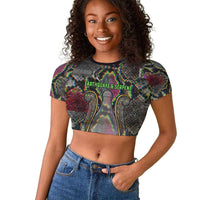 Geb Ancient Egyptian Raglan Cropped T shirt with Serpent Throne and Snake Skin Texture Egyptian Earth God Tribute - Wonder Print Shop