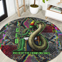 Geb Ancient Egyptian Round Carpet with Serpent Throne and Snake Skin Texture Egyptian Earth God Tribute - Wonder Print Shop