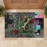 Geb Ancient Egyptian Rubber Doormat with Serpent Throne and Snake Skin Texture Egyptian Earth God Tribute - Wonder Print Shop