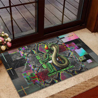 Geb Ancient Egyptian Rubber Doormat with Serpent Throne and Snake Skin Texture Egyptian Earth God Tribute - Wonder Print Shop