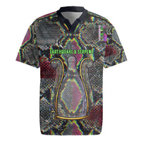 Geb Ancient Egyptian Rugby Jersey with Serpent Throne and Snake Skin Texture Egyptian Earth God Tribute - Wonder Print Shop