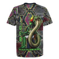 Geb Ancient Egyptian Rugby Jersey with Serpent Throne and Snake Skin Texture Egyptian Earth God Tribute - Wonder Print Shop
