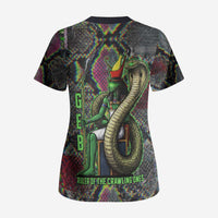 Geb Ancient Egyptian Scrub Top with Serpent Throne and Snake Skin Texture Egyptian Earth God Tribute - Wonder Print Shop
