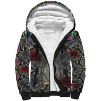 Geb Ancient Egyptian Sherpa Hoodie with Serpent Throne and Snake Skin Texture Egyptian Earth God Tribute - Wonder Print Shop
