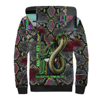 Geb Ancient Egyptian Sherpa Hoodie with Serpent Throne and Snake Skin Texture Egyptian Earth God Tribute - Wonder Print Shop