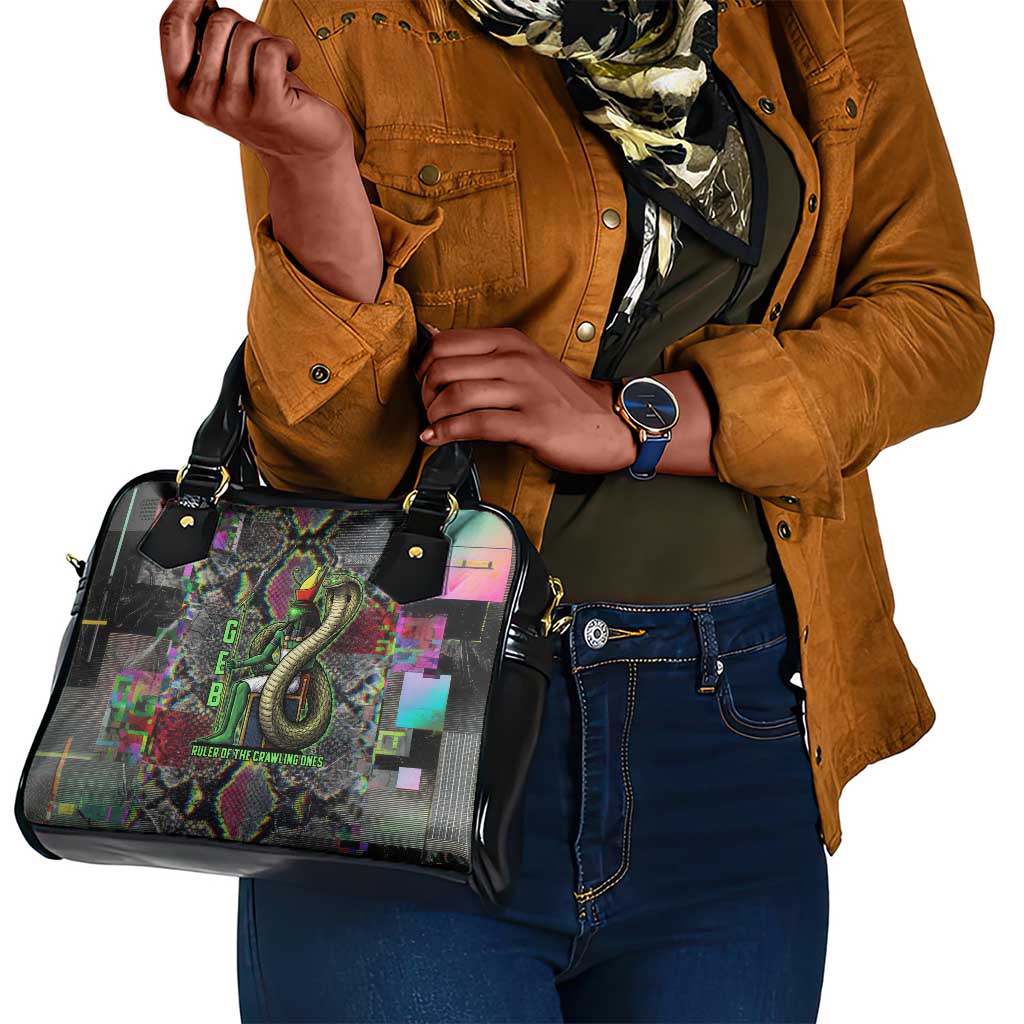 Geb Ancient Egyptian Shoulder Handbag with Serpent Throne and Snake Skin Texture Egyptian Earth God Tribute - Wonder Print Shop