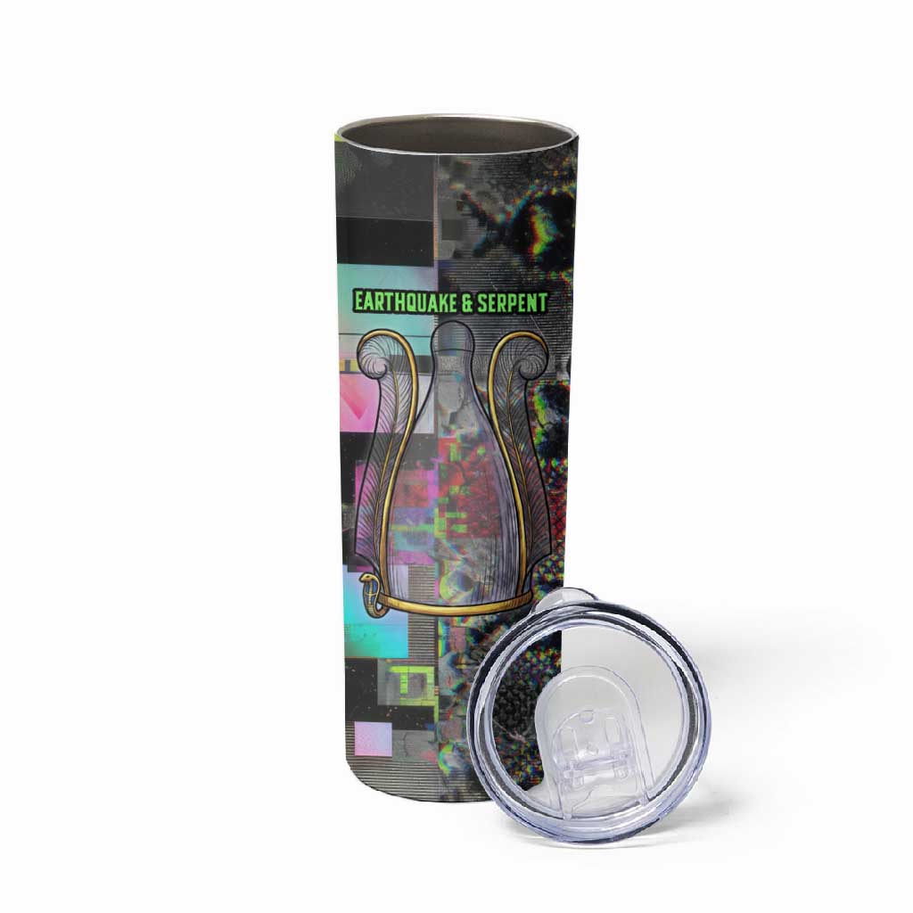 Geb Ancient Egyptian Skinny Tumbler with Serpent Throne and Snake Skin Texture Egyptian Earth God Tribute - Wonder Print Shop