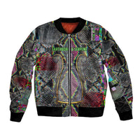 Geb Ancient Egyptian Sleeve Zip Bomber Jacket with Serpent Throne and Snake Skin Texture Egyptian Earth God Tribute - Wonder Print Shop