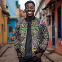 Geb Ancient Egyptian Sleeve Zip Bomber Jacket with Serpent Throne and Snake Skin Texture Egyptian Earth God Tribute - Wonder Print Shop