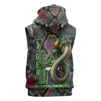 Geb Ancient Egyptian Sleeveless Hoodie with Serpent Throne and Snake Skin Texture Egyptian Earth God Tribute - Wonder Print Shop