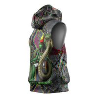Geb Ancient Egyptian Sleeveless Hoodie with Serpent Throne and Snake Skin Texture Egyptian Earth God Tribute - Wonder Print Shop