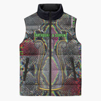 Geb Ancient Egyptian Sleeveless Puffer Jacket with Serpent Throne and Snake Skin Texture Egyptian Earth God Tribute - Wonder Print Shop