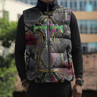 Geb Ancient Egyptian Sleeveless Puffer Jacket with Serpent Throne and Snake Skin Texture Egyptian Earth God Tribute - Wonder Print Shop