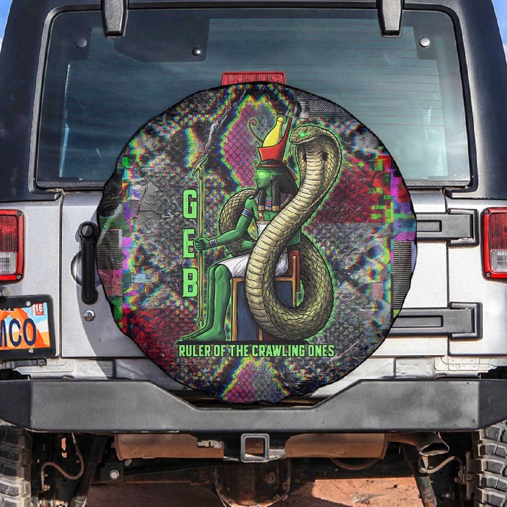 Geb Ancient Egyptian Spare Tire Cover with Serpent Throne and Snake Skin Texture Egyptian Earth God Tribute - Wonder Print Shop