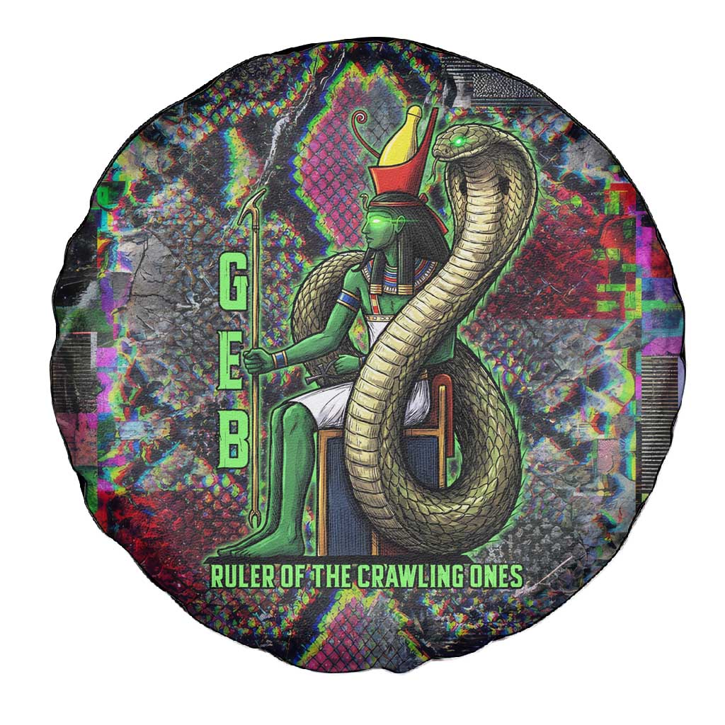 Geb Ancient Egyptian Spare Tire Cover with Serpent Throne and Snake Skin Texture Egyptian Earth God Tribute - Wonder Print Shop