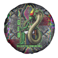 Geb Ancient Egyptian Spare Tire Cover with Serpent Throne and Snake Skin Texture Egyptian Earth God Tribute - Wonder Print Shop