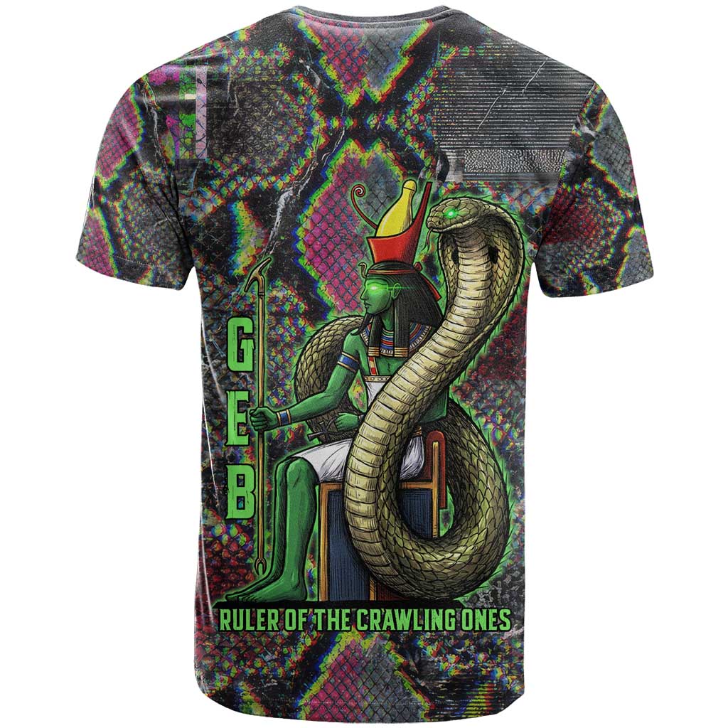 Geb Ancient Egyptian T shirt with Serpent Throne and Snake Skin Texture Egyptian Earth God Tribute - Wonder Print Shop