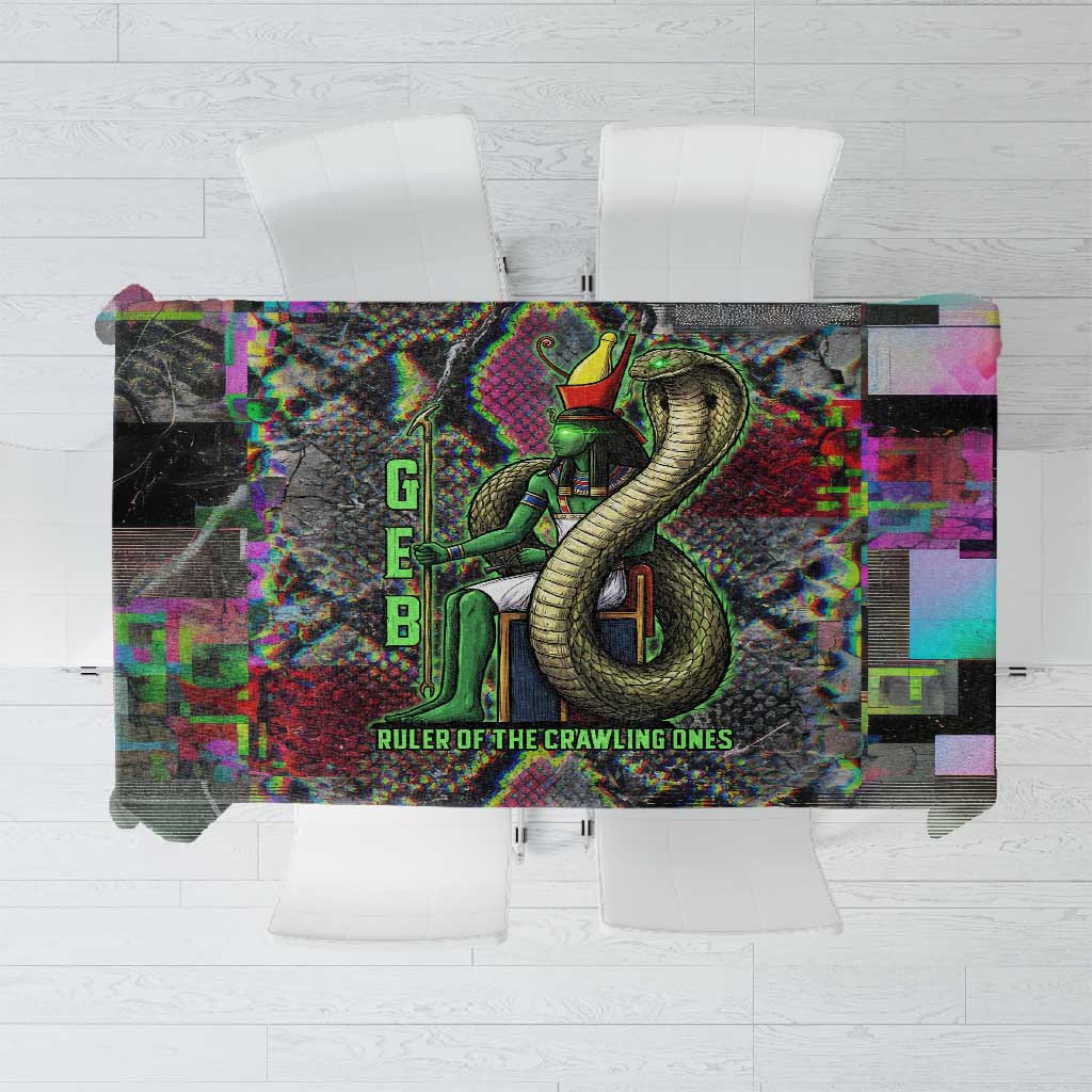 Geb Ancient Egyptian Tablecloth with Serpent Throne and Snake Skin Texture Egyptian Earth God Tribute - Wonder Print Shop