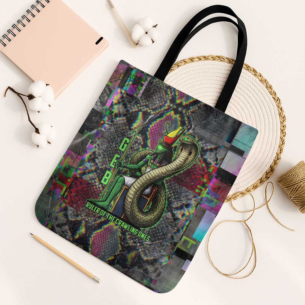 Geb Ancient Egyptian Tote Bag with Serpent Throne and Snake Skin Texture Egyptian Earth God Tribute - Wonder Print Shop