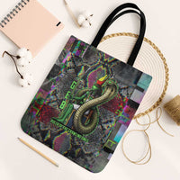 Geb Ancient Egyptian Tote Bag with Serpent Throne and Snake Skin Texture Egyptian Earth God Tribute - Wonder Print Shop