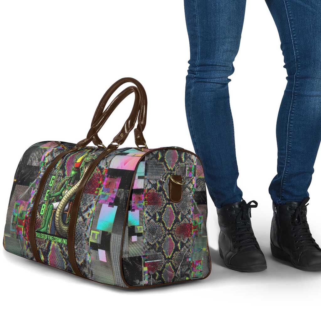 Geb Ancient Egyptian Travel Bag with Serpent Throne and Snake Skin Texture Egyptian Earth God Tribute - Wonder Print Shop