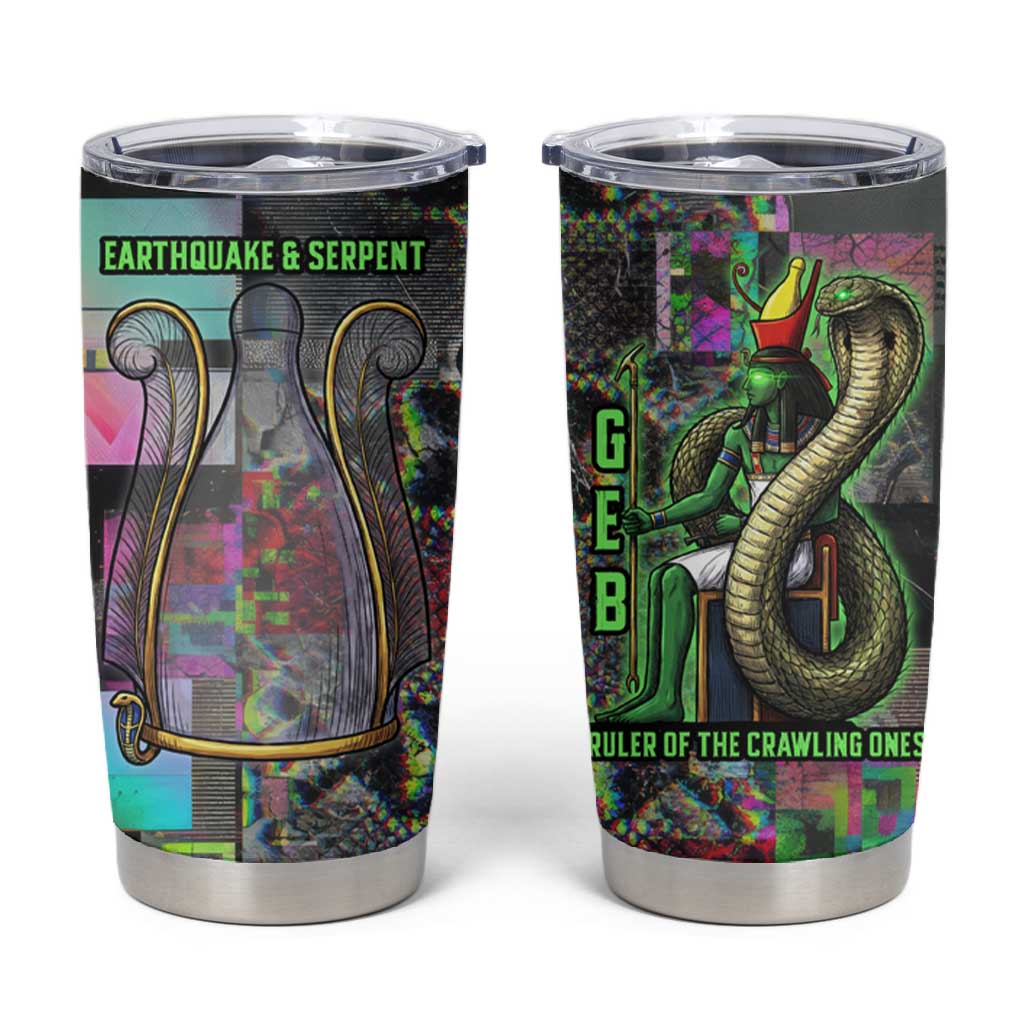 Geb Ancient Egyptian Tumbler Cup with Serpent Throne and Snake Skin Texture Egyptian Earth God Tribute - Wonder Print Shop