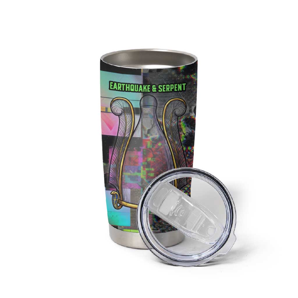 Geb Ancient Egyptian Tumbler Cup with Serpent Throne and Snake Skin Texture Egyptian Earth God Tribute - Wonder Print Shop