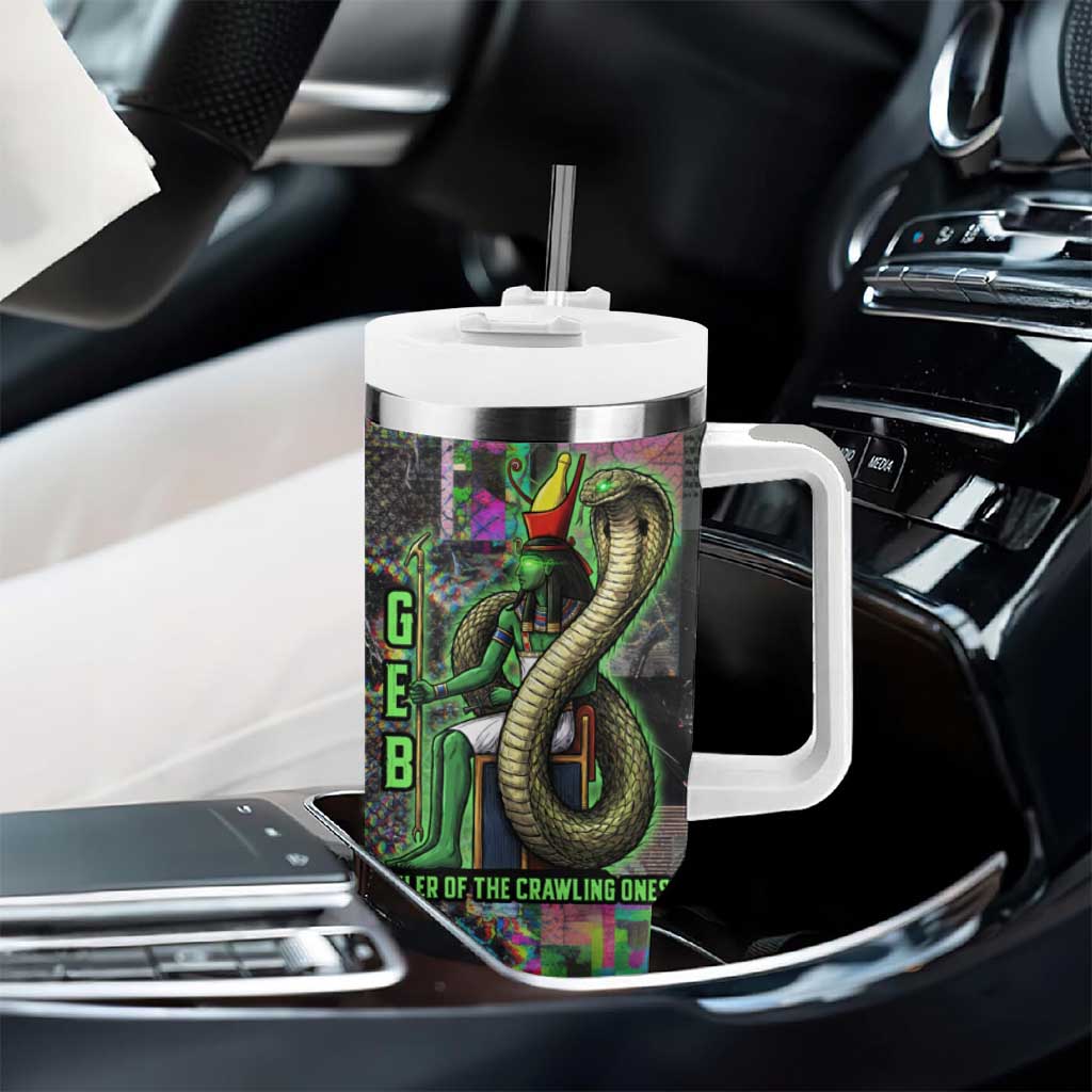 Geb Ancient Egyptian Tumbler With Handle with Serpent Throne and Snake Skin Texture Egyptian Earth God Tribute - Wonder Print Shop