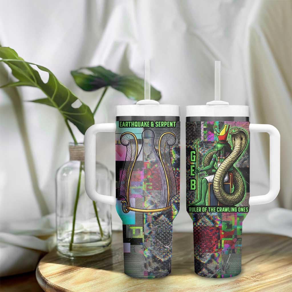 Geb Ancient Egyptian Tumbler With Handle with Serpent Throne and Snake Skin Texture Egyptian Earth God Tribute - Wonder Print Shop