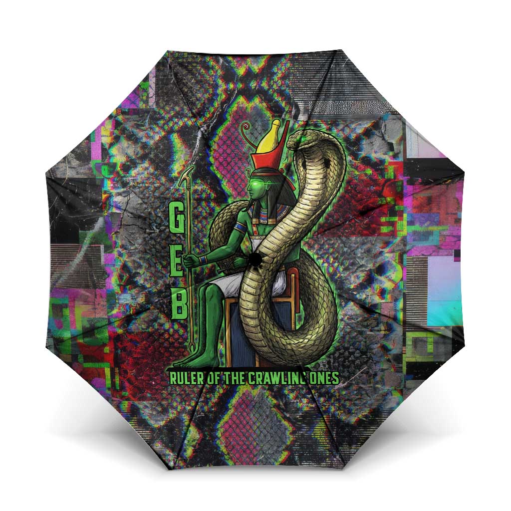 Geb Ancient Egyptian Umbrella with Serpent Throne and Snake Skin Texture Egyptian Earth God Tribute - Wonder Print Shop