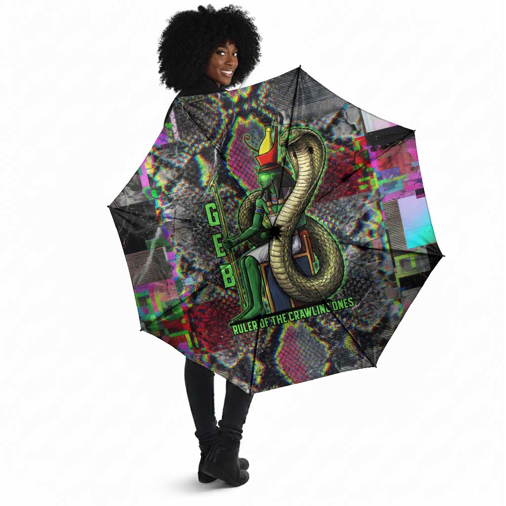Geb Ancient Egyptian Umbrella with Serpent Throne and Snake Skin Texture Egyptian Earth God Tribute - Wonder Print Shop
