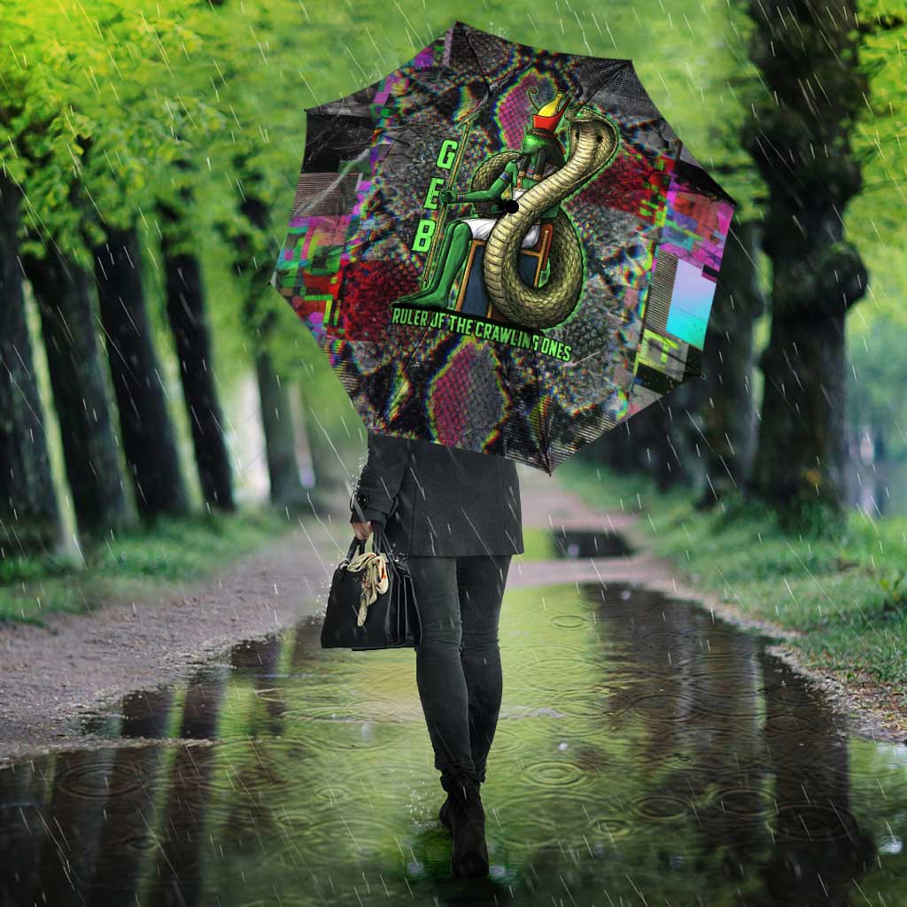 Geb Ancient Egyptian Umbrella with Serpent Throne and Snake Skin Texture Egyptian Earth God Tribute - Wonder Print Shop