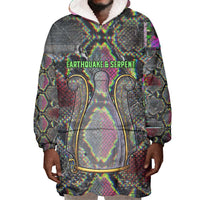 Geb Ancient Egyptian Wearable Blanket Hoodie with Serpent Throne and Snake Skin Texture Egyptian Earth God Tribute - Wonder Print Shop