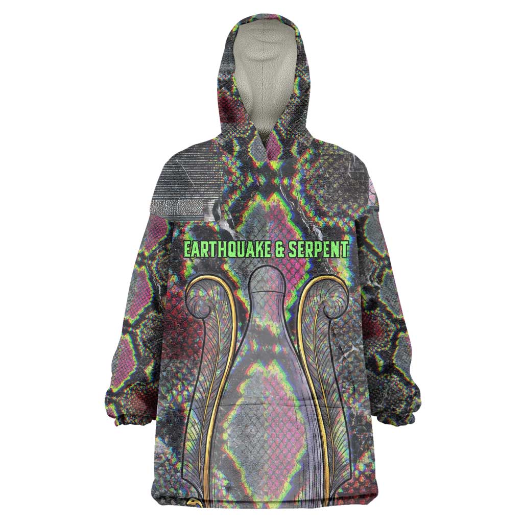 Geb Ancient Egyptian Wearable Blanket Hoodie with Serpent Throne and Snake Skin Texture Egyptian Earth God Tribute - Wonder Print Shop