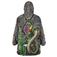 Geb Ancient Egyptian Wearable Blanket Hoodie with Serpent Throne and Snake Skin Texture Egyptian Earth God Tribute - Wonder Print Shop