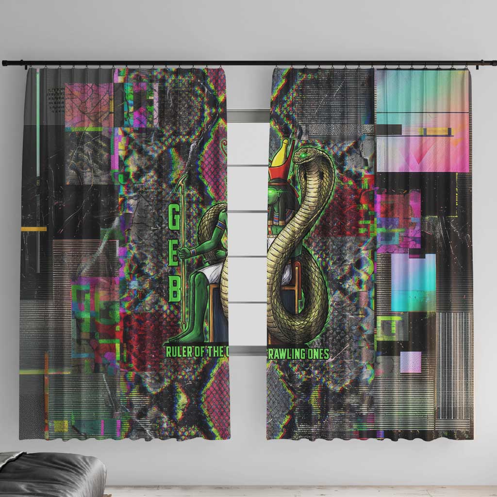 Geb Ancient Egyptian Window Curtain with Serpent Throne and Snake Skin Texture Egyptian Earth God Tribute - Wonder Print Shop